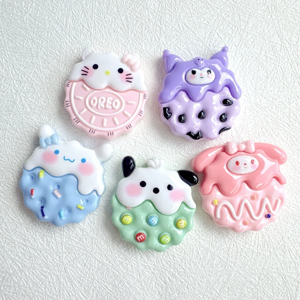 5PCS Kawai bright surface Biscuit animals Series Resin Flat Back Scrapbook DIY Jewelry Hairpin Headrope Decoration Crafts