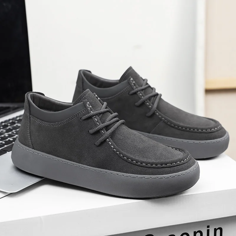 British Style Men\'s Suede Shoes Autumn Winter New Plush Retro Trend Low Top Shoes Men\'s Oxford Shoes Versatile for Daily Use