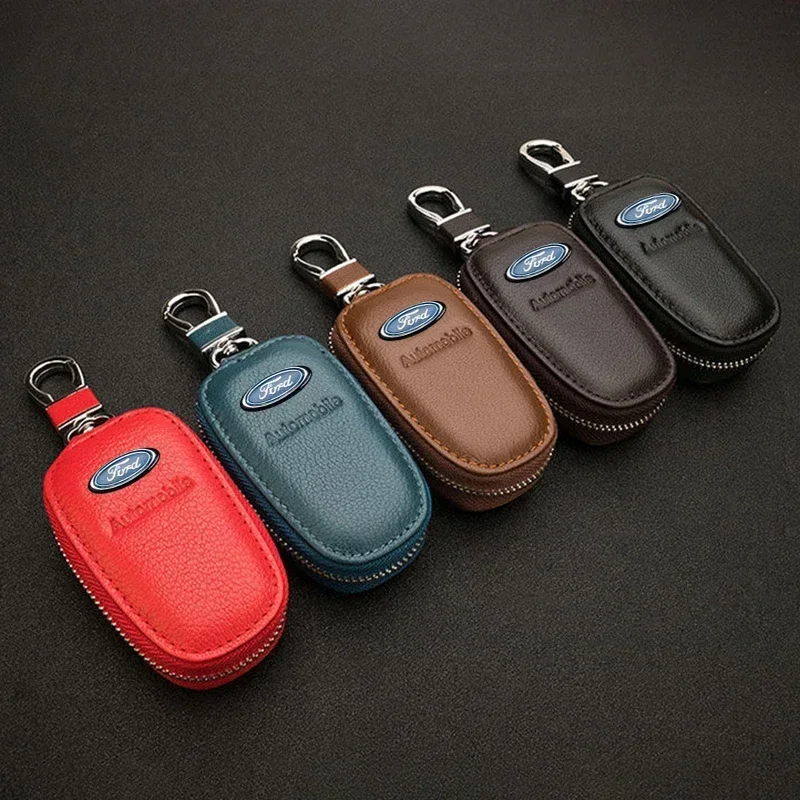 

Leather Car Keychain Holder Organizer Bag for Ford Mustang Focus Mondeo Escape Fusion Explorer Transit Fiesta Ecosport EVEREST
