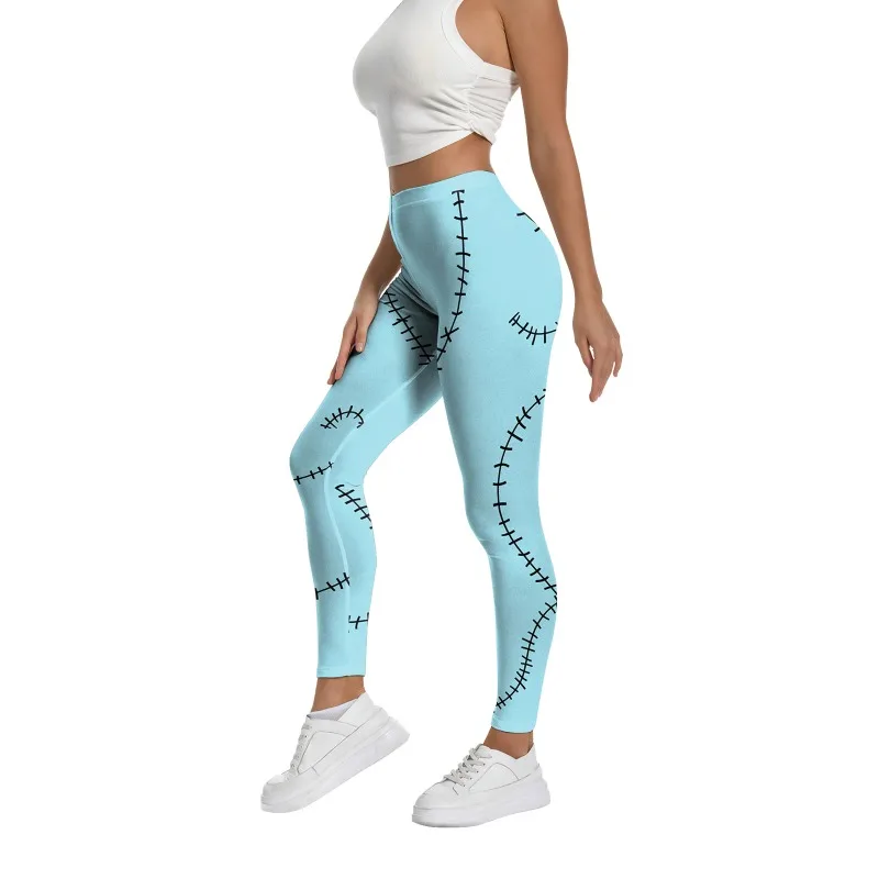 Costume de cosplay pour femme, leggings sexy Sally, pantalon de fitness, pantalon de fête d'Halloween, zombie, carnaval, bas de costume féminin