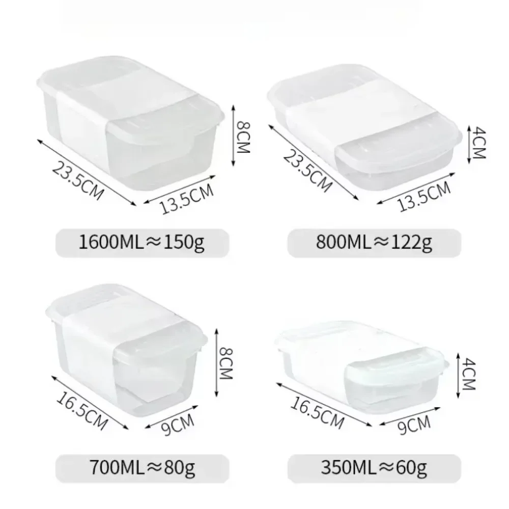 Plastic Fridge Food Storage Box 350ML/700ML/800ML/1600ML with Cover Fresh Divided Organizer Sealed Kitchen Storage Container