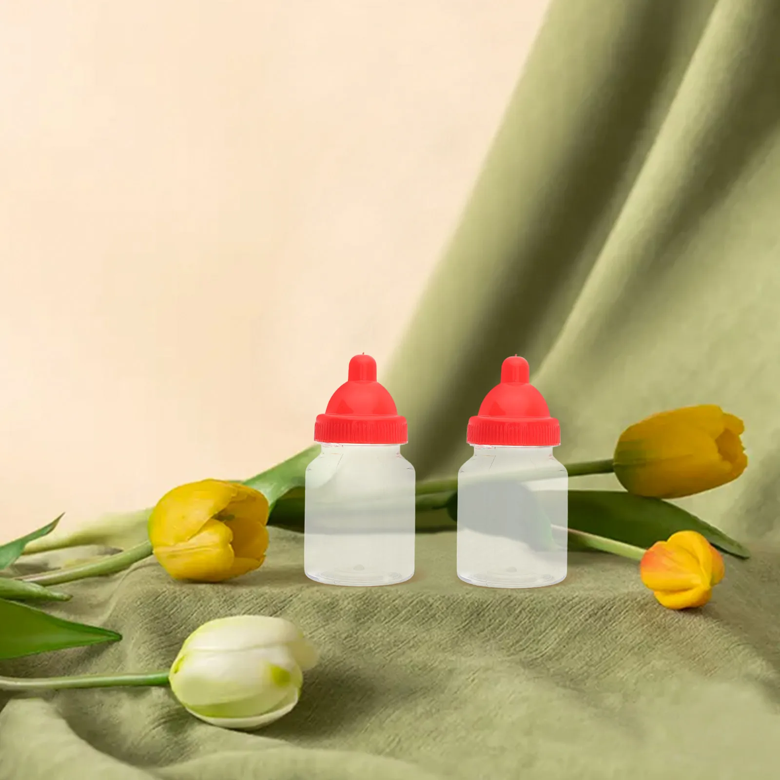 

12 шт., заполняемые детские бутылочки, мини-банки для конфет, прозрачный дизайн, встроенная крышка, сувениры для детского душа, украшения, мини-банка для конфет