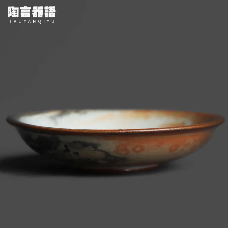 Shibayaki Retro Ceramic Chinese Zen Pastry Fruit Dim Sum Tea Plate