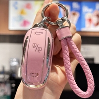 TPU Key Fob Cover with Keychain Lanyard for Tesla Model S Model 3 Model Y Remote Smart Key Protector