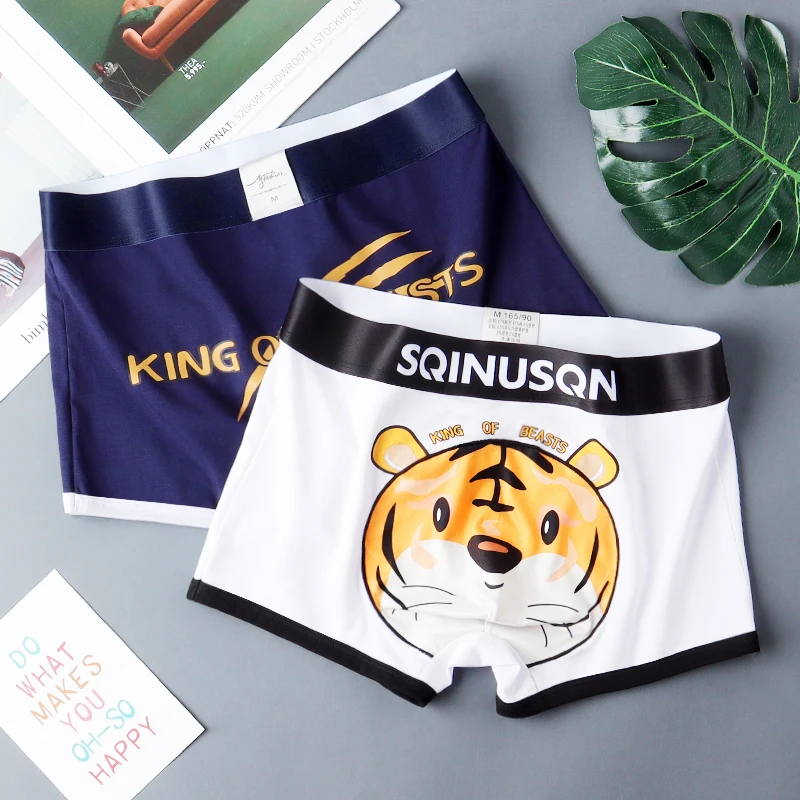 SQINUSQN New men\'s boxer panties Breathable men\'s underwear cute little tiger Comfortable Men Underpants size M-4XL