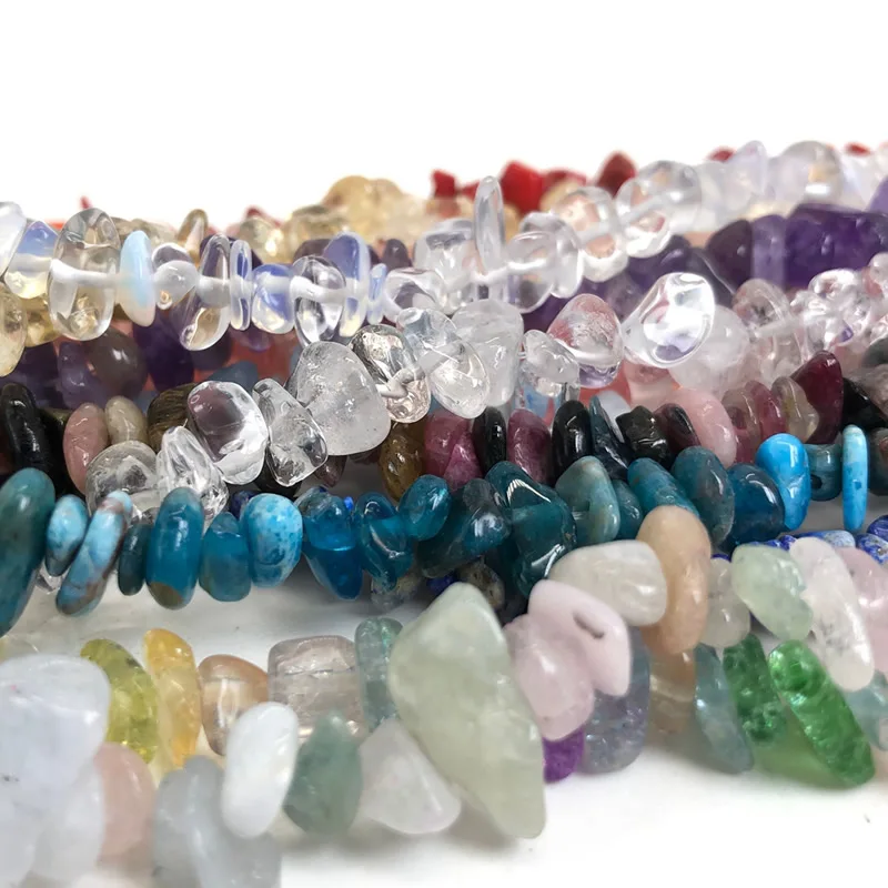 Naturstein-Chip-Perlen, 5–8 mm, unregelmäßiger Kies, Kristallquarz, für die Schmuckherstellung, Freiform-Perlen, DIY-Halskette, Armband, 15'' – Detail 1