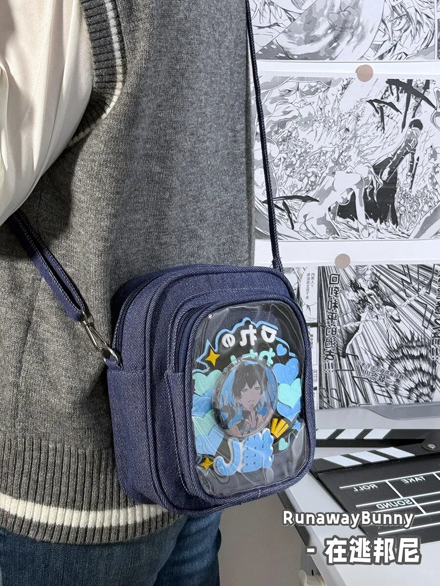 

Denim Japanese School Supply Two-dimensional High-value Single Shoulder Crossbody 20cm Baby Bags Small Food Double-sided Lta Bag