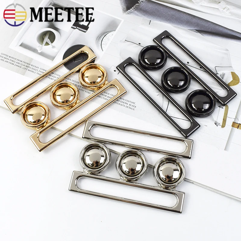 Meetee 2/4pcs 60mm Metal Buckles Women Coat  Down Jacket Waistband Belt Clasp DIY Garment Buttons Decoration Sewing Accessories