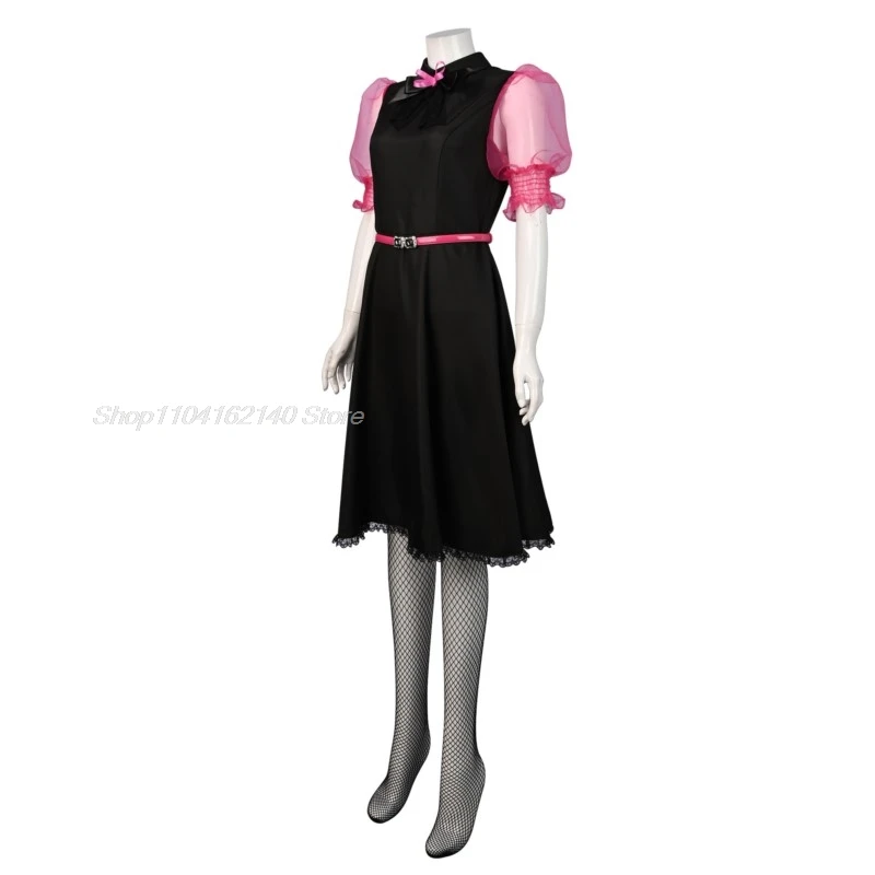 Película monstruo Cosplay vestido en vivo chica alta Draculaura Cosplay disfraz peluca vestido rosa Halloween mujeres traje de juego de rol elegante