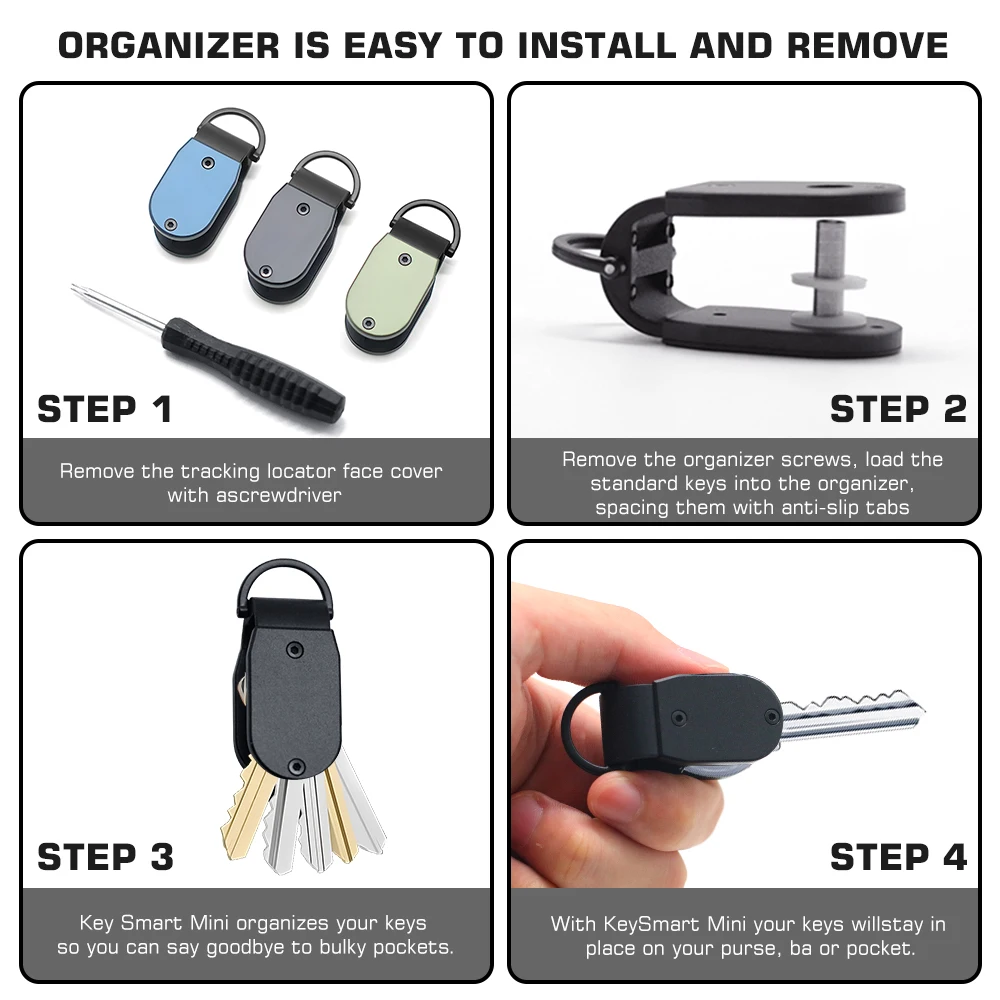 Key Organizer Compact Key Holder Metal Key Chain Minimalist key case key holder for keychain Secures 2-6 Keys