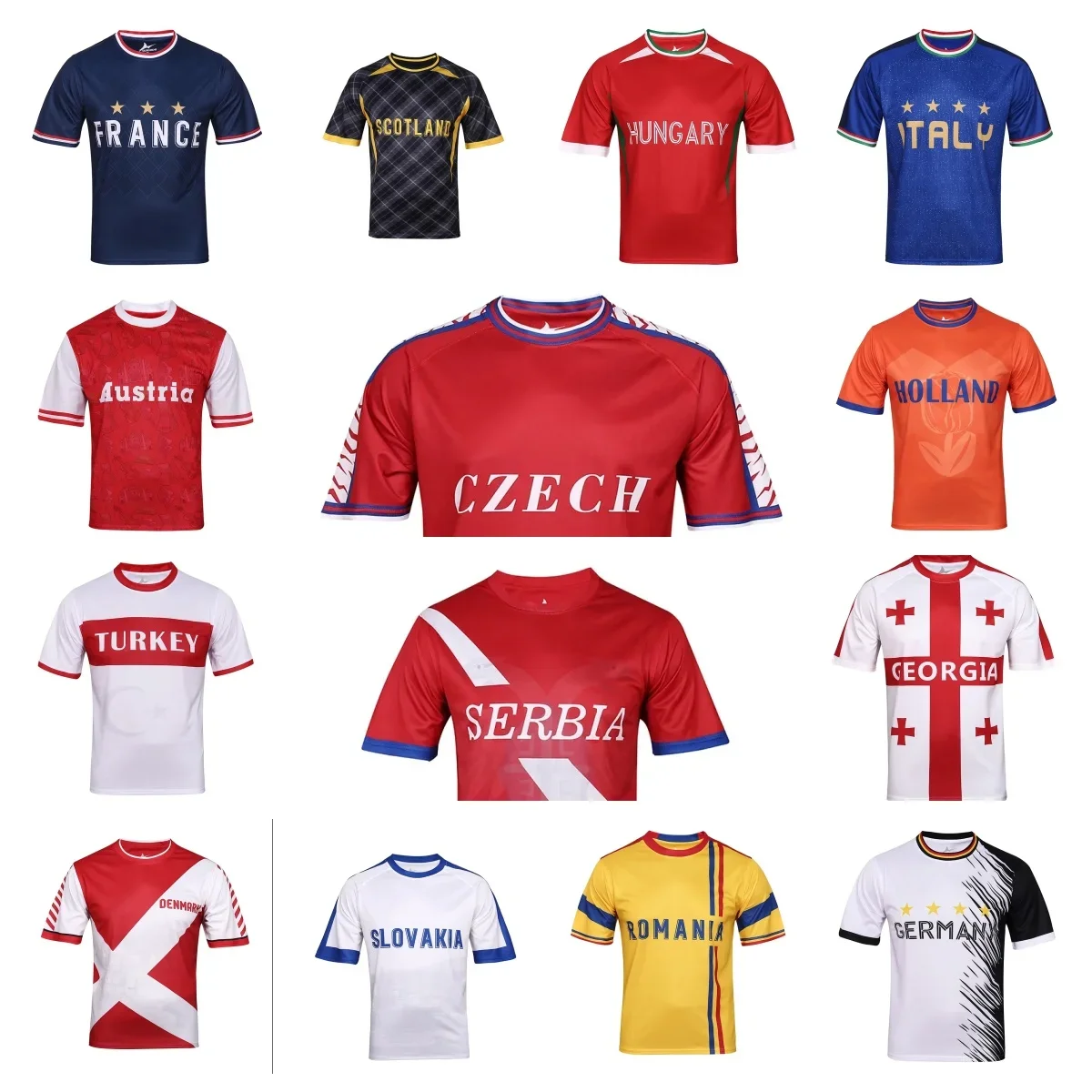 

New hot selling 3D printed football jerseys Italy France Germany Spain men's football shirts men's and women's sports T-shirts