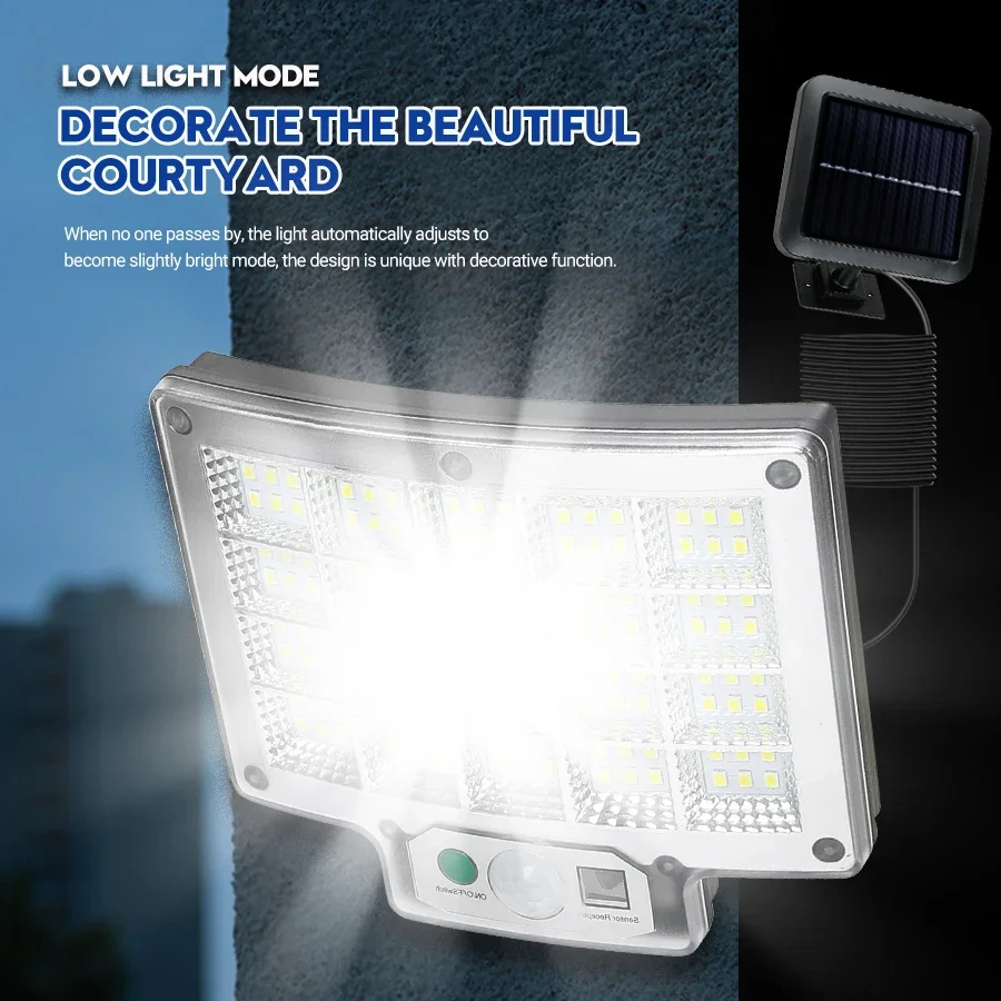 New Solar LED COB Wall Light With Motion Sensor Remote Control Street Lamp Outdoor Garden Courtyard Garage Decoration Lantern