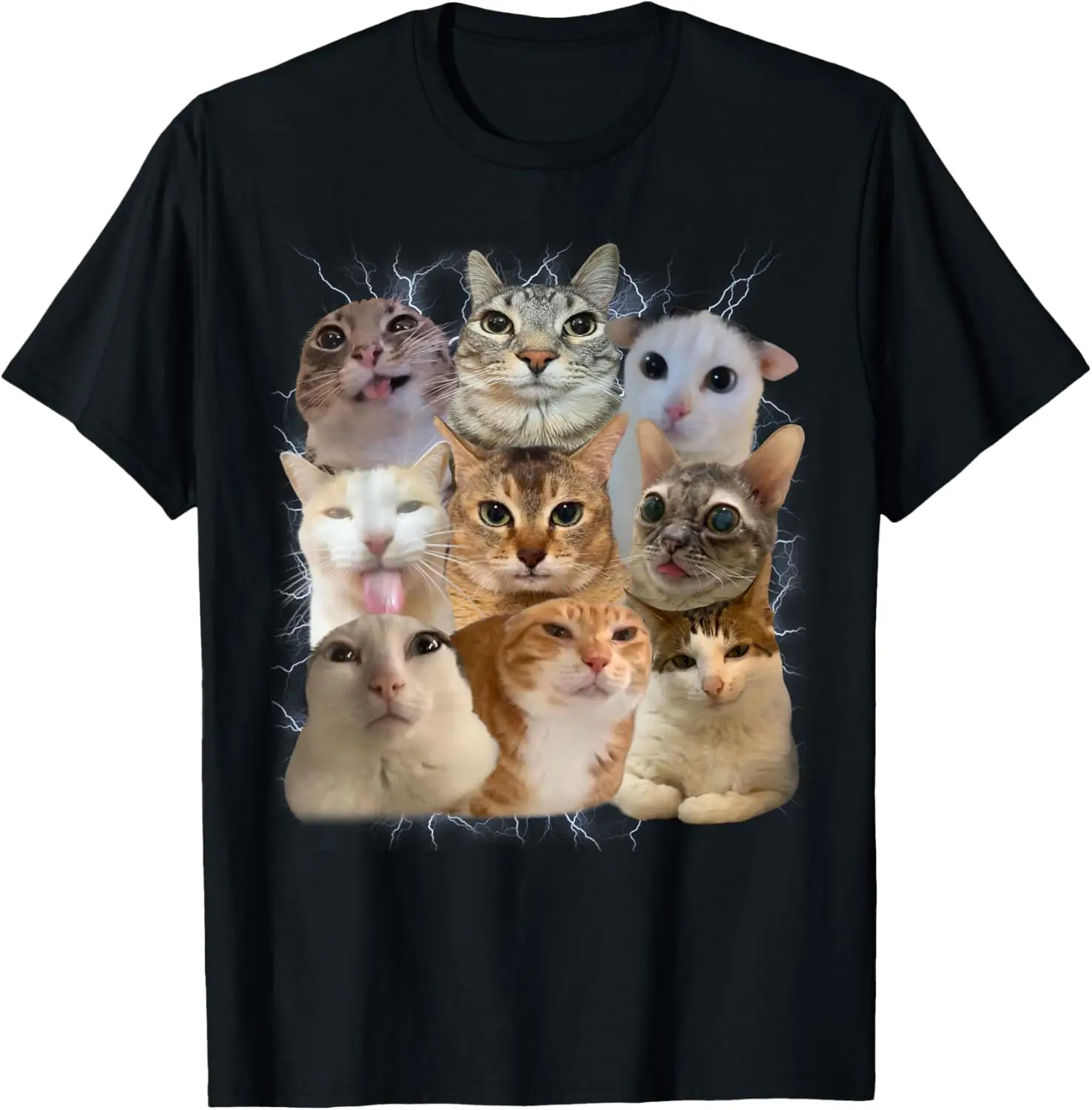 Famous Cats Funny Cat Brainrot Meme Bootleg Gen Z Alpha T-Shirt 100% Cotton Trendy Y2K Short-Sleeve Tee-Soft, Quick-Drying,