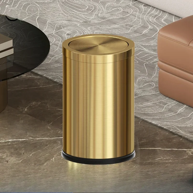 Stainless Steel Trash Can Elegant and Durable Garbage Basket with Metal Shake Lid 9L Waste Bin for Living Room