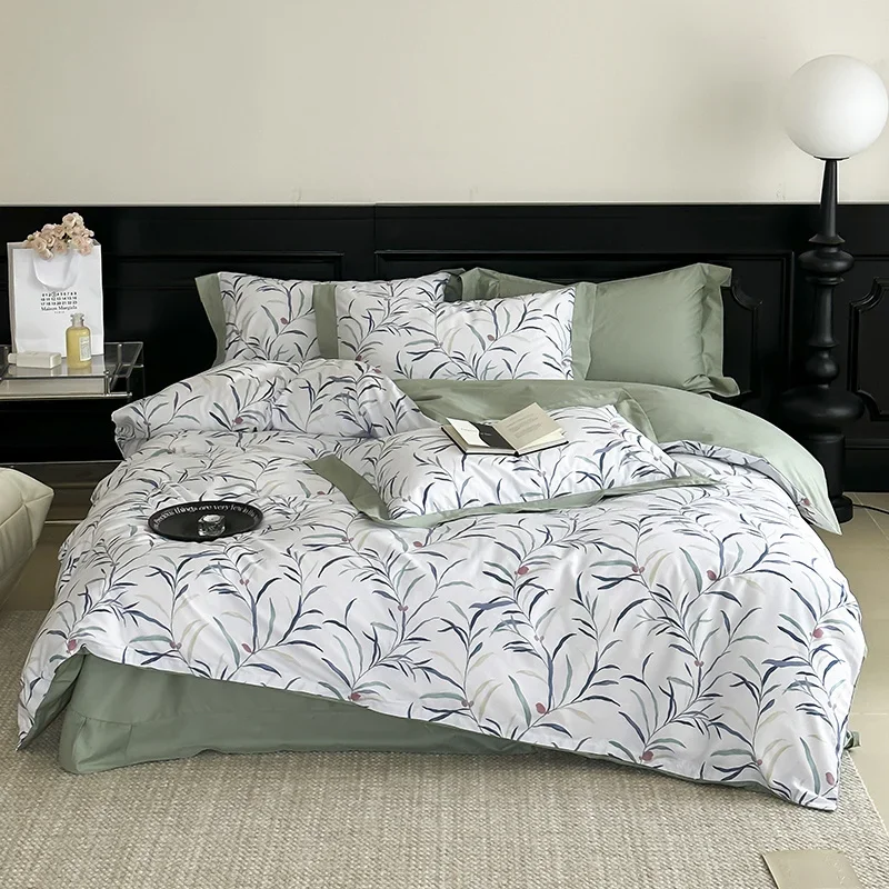 Set di biancheria da letto intimo in cotone egiziano svetita biancheria da letto Queen King Ru Size lenzuolo con stampa federa Set copripiumino