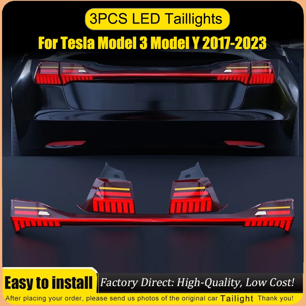 

Задний фонарь для Tesla Model 3 Y 2017-2024, светодиодный, стоп-сигнал, задний ход, автоаксессуары