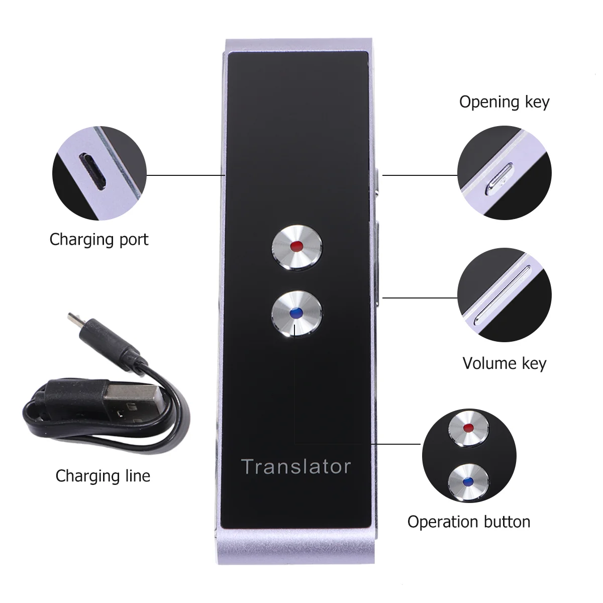 Portable Smart Voice Translator Two-Way Real Time Multi-Language Translation Photo Translator for Learning Travelling Business (