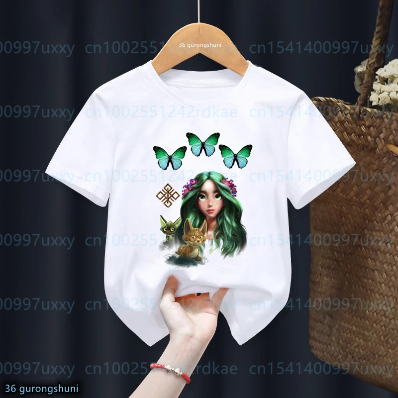 T-shirt for girls New Movie Mavka: The Forest Song Cartoon Print T-Shirt For Kids Summer Fashion Girls Clothing White Shirt Top