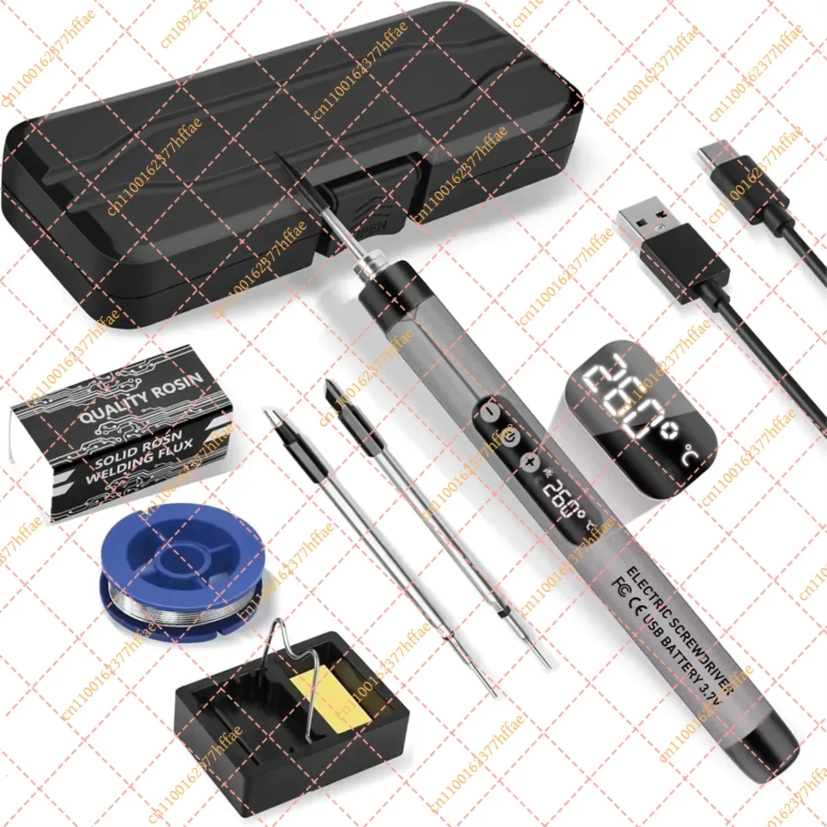 Mini Cordless Soldering Iron Kit USB Portable Soldering Iron with LCD Adjustable Temperature Soldering Kit Gray