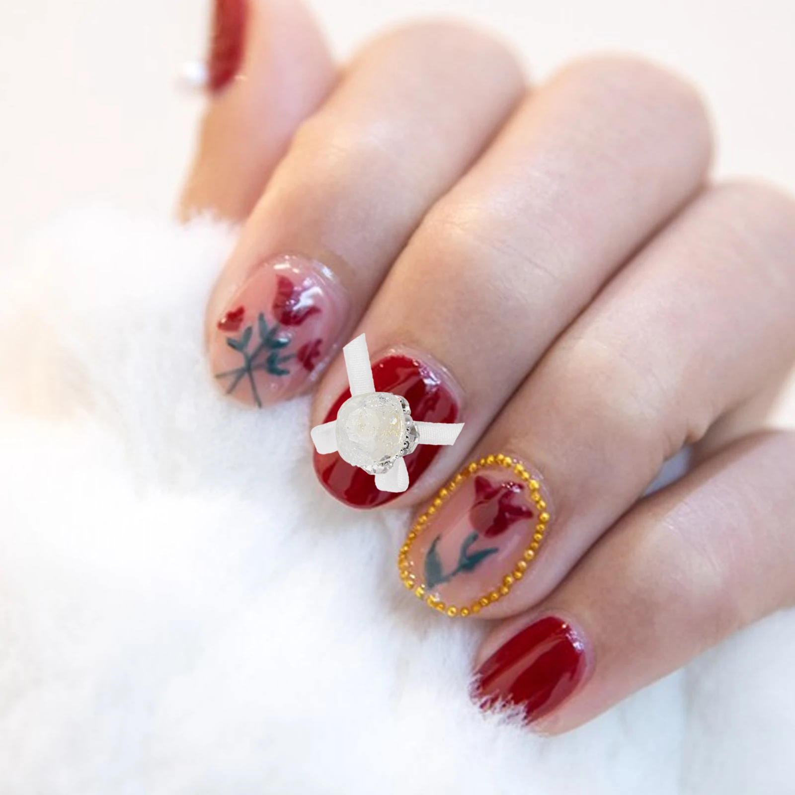 

8pcs Charms Set Acrylic Rhinestones Kawaii Decor Cute 3D Gems Small Charms For Nail Art Manicure Supplies Nail Accessories