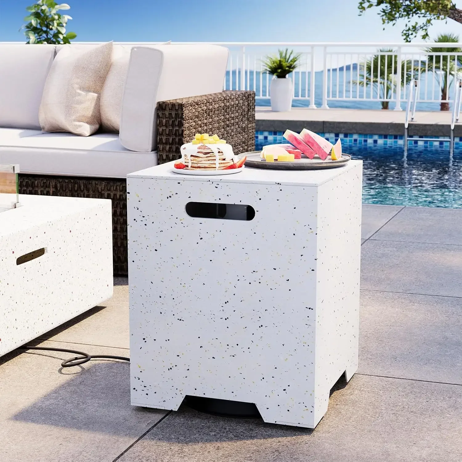 Slate Gray 16 inch Propane Tank Storage Box for 20 Gallon Propane Tanks,ABS Detachable Cover for Fire Pits,Doubles as Sturdy Out