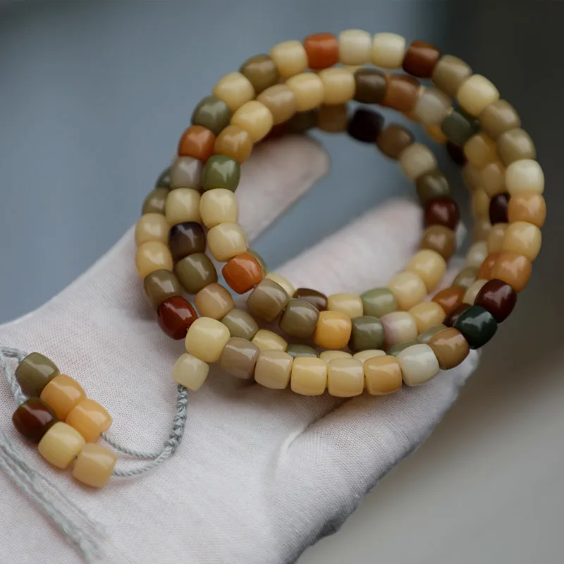 9*8 Straight-Cut, Oil-Treated, Old Material Bodhi Root Prayer , Multi-Colored, Unisex, 108 Beads