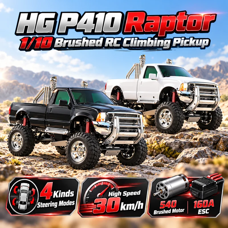 HG P410 Raptor 1/10 Remote Control 4WD Two-speed Off-Road Climbing Pickup Truck 2.4G 4CH Electric RC 30km/h Professional Model