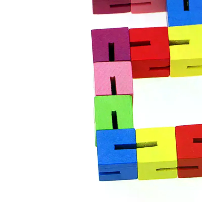 Classico cubo colorato con corde in legno, blocco di costruzione creativo, giocattolo antistress per bambini, giocattoli educativi per bambini