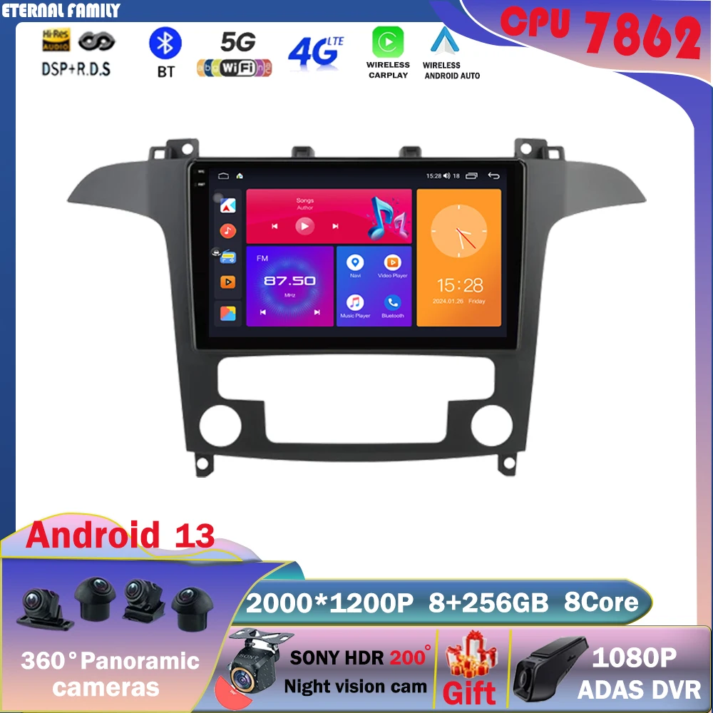 

2 Din Android 13 автомобильное радио для Ford S Max S-MAX 2007 - 2015 мультимедийный видеоплеер GPS 4G Carplay автомобильное стерео RDS IPS головное устройство
