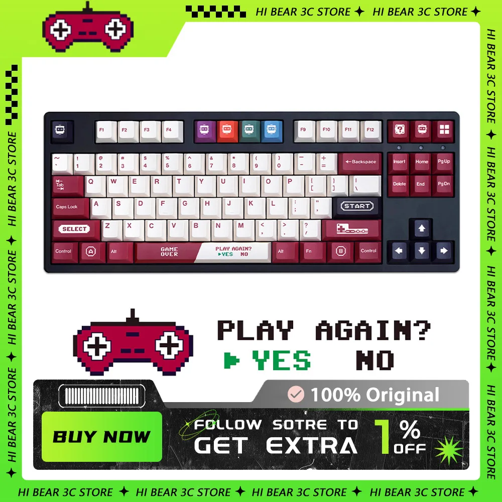 

Game Machine Keycaps Sublimation PBT 148 Keys Mechanical Keyboard Keycap Set Creativity Retro Personali Gaming Accessories Gifts