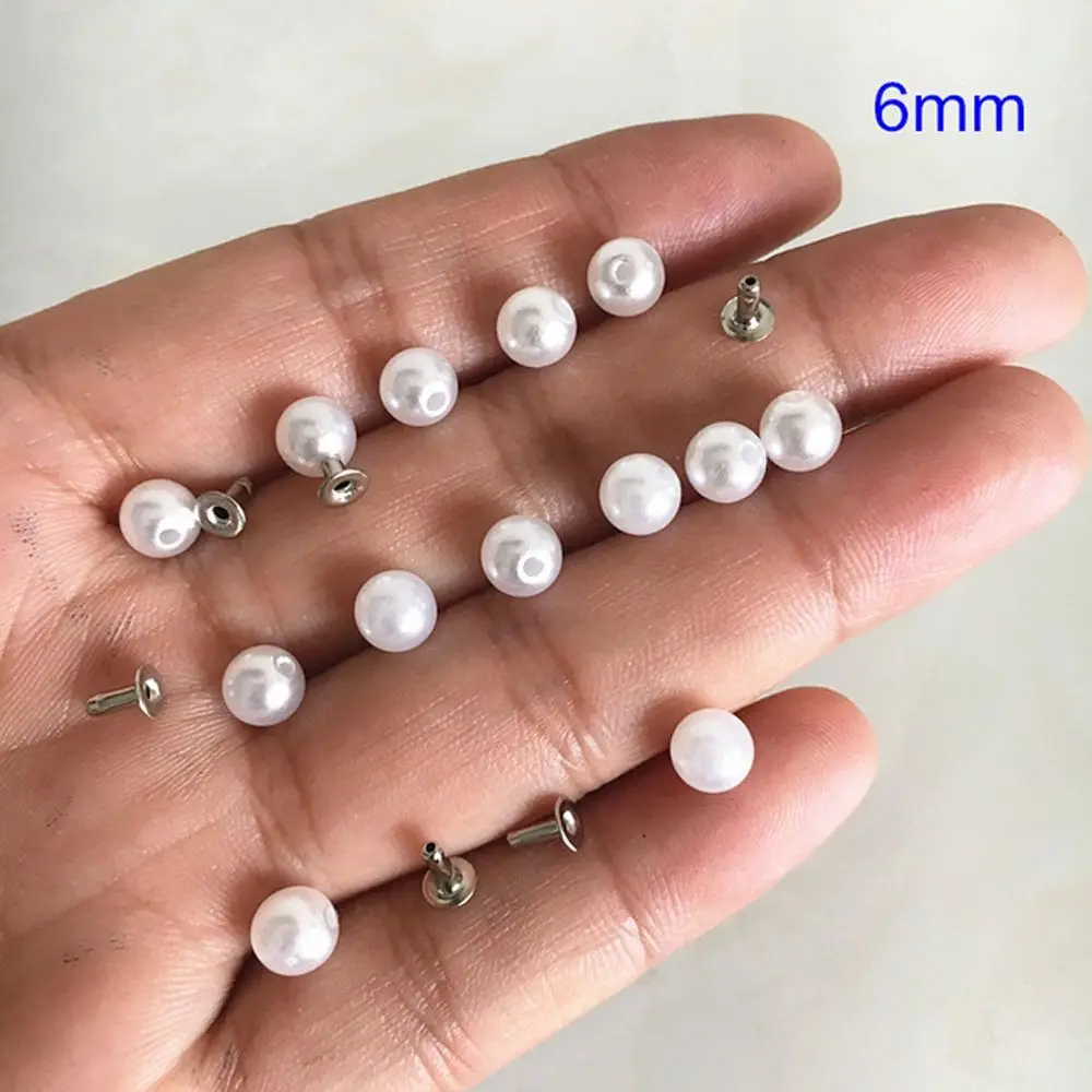 Leather Bag Clothing Decoration Handmade DIY Clothes Accessories Round Rivets DIY Rivet Sewing Rivet Pearl Studs Pearl Rivet