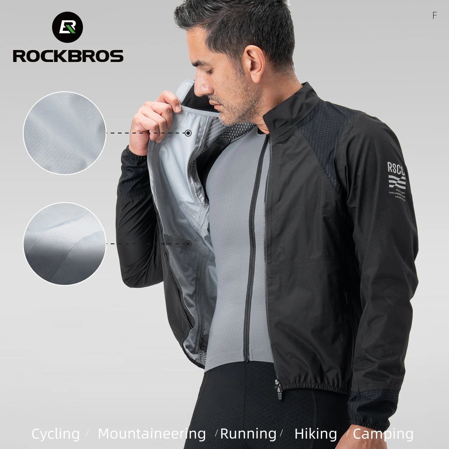 

ROCKBROS Cycling Jacket Running Hiking Fishing Mountaineering Raincoat Quick Dry Breathable TPU Laminating Waterpoof Jacket