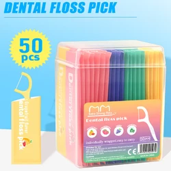 50pcs fruity flavor dental floss individually wrapped sticks mixed pack disposable toothpicks individually wrapped