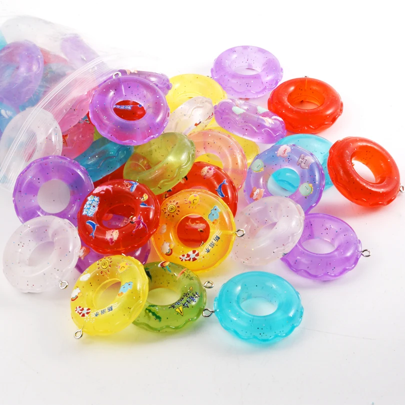 5/10/20 Pcs Randomly Mixed With Various Colored Swimming Rings Made Of Acrylic Material DIY Jewelry Charm Necklaces Accessories