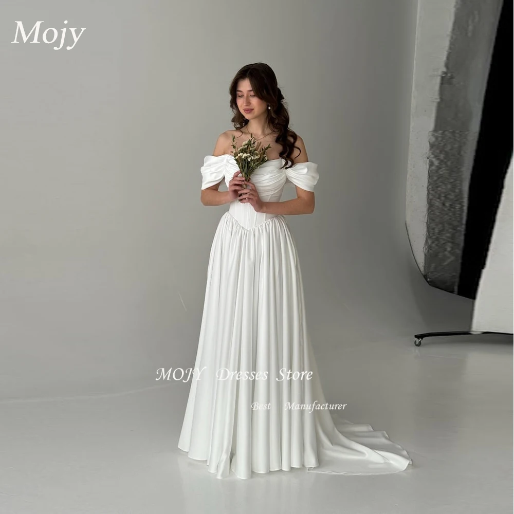 Mojy Corea Abiti da sposa con spalle scoperte Piega con volant Abito da sposa a trapezio Realizzato su misura Garona Abito da sposa Servizio fotografico