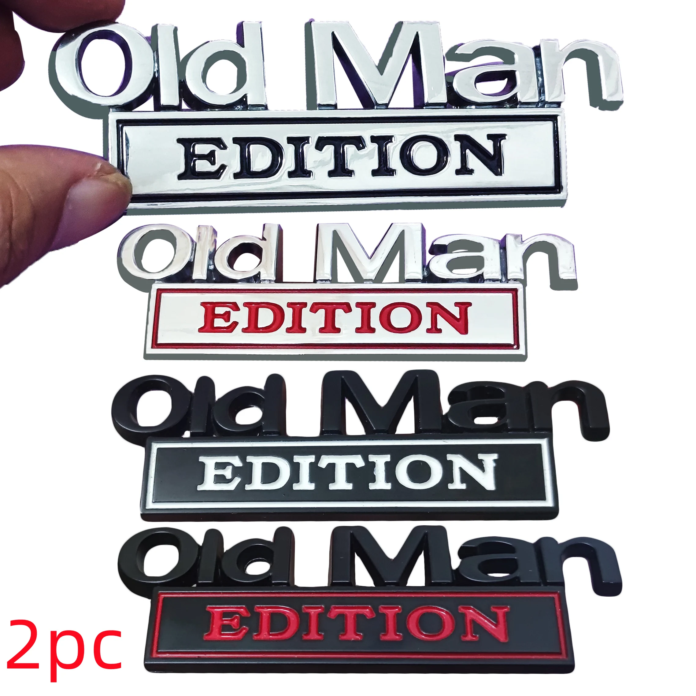2 Piece 3D Old Man Edition Car Exterior Logo Fender Sticker Replacement for GM Truck RV SUV Door Trim - Easy Install