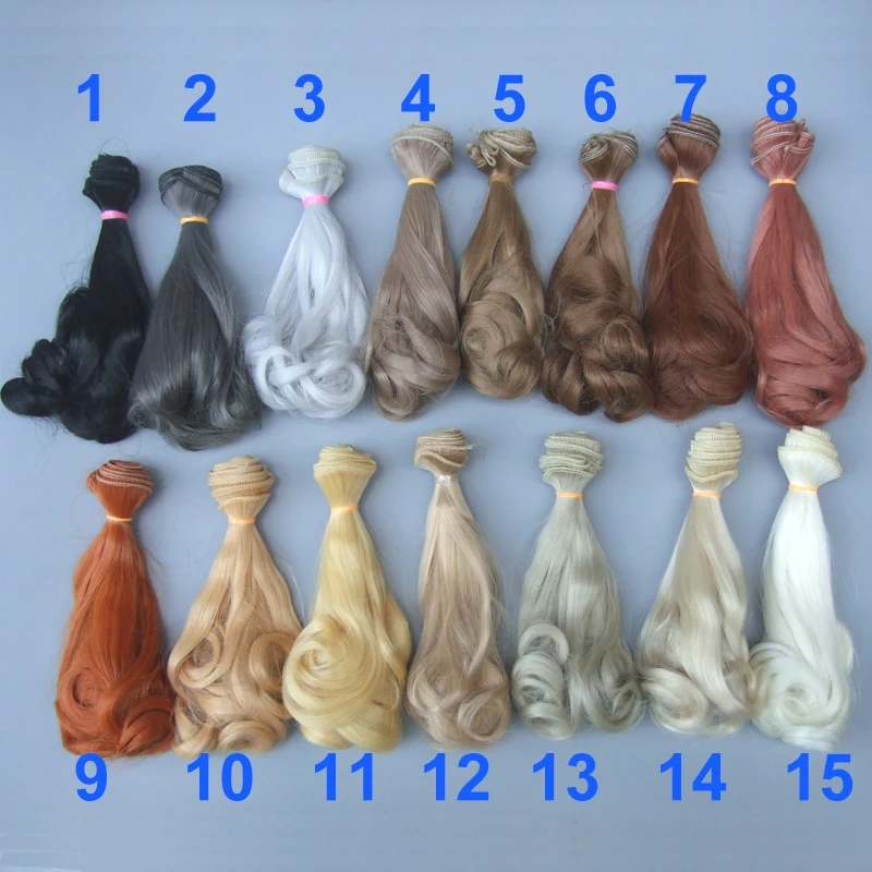 1pcs 15cm  Refires Curly Bjd Hair for 1/3 1/4 BJD Diy Doll Wigs