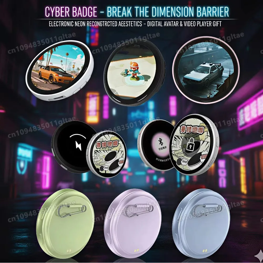 

New Anime E-Badge Display Pin 1.85 Inch Touch Screen LED Button Touchscreen Photo Frame With Video Playback Dropshipping A2435