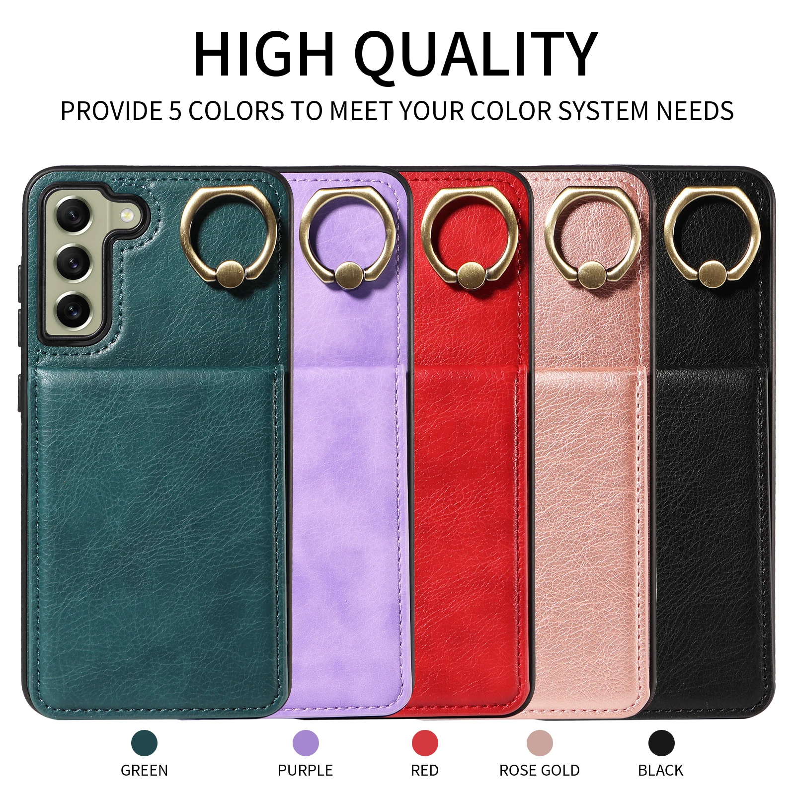 Samsung S21 FE Phone Case Made Of High-quality Leather With Built-in Card Slot Finger Buckle Bracket Providing Premium Skin Feel