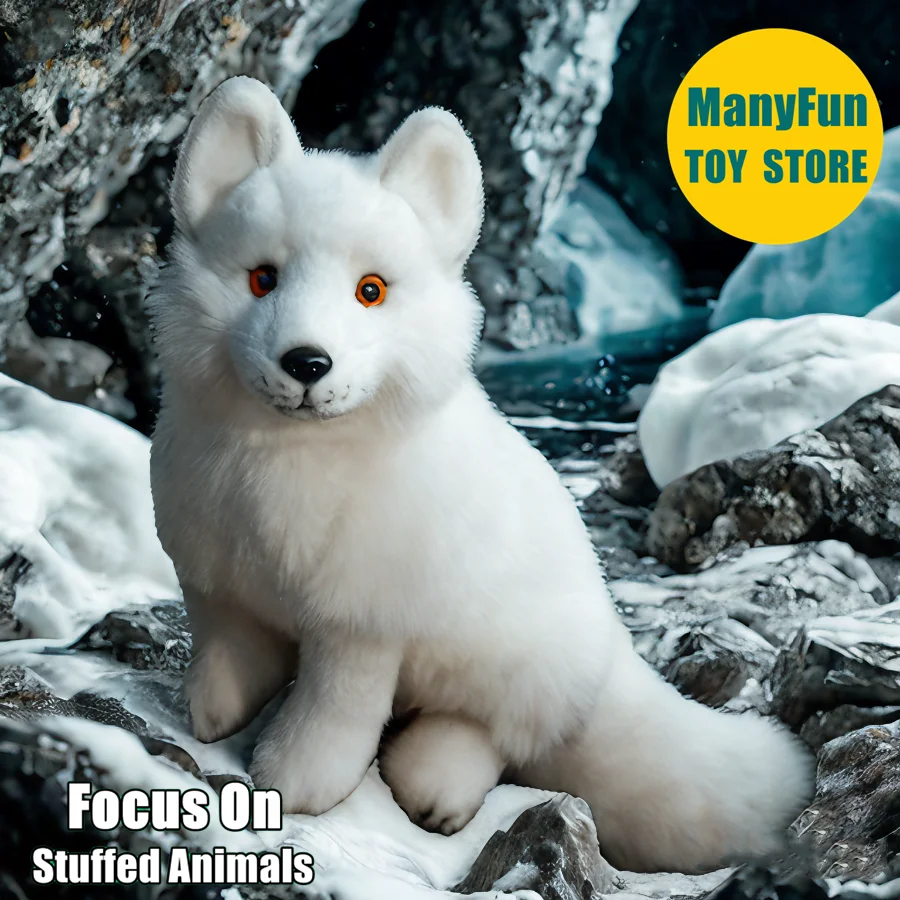

Realistic Arctic Fox Plushie Polar Fox Plush Toy Lifelike Snow Fox Stuffed Animal Simulation Doll Gift