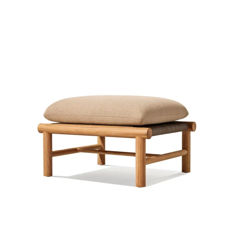 Solid Teak All Weather Rope Seat Modern Design Comfortable Durable Outdoor Hotel Furniture Garden Sofa Foot Stool