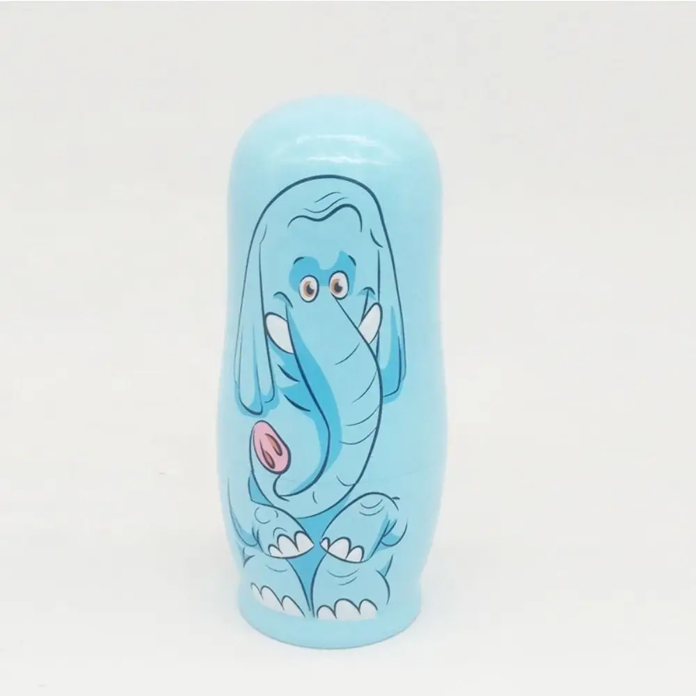 Japanese Girl Animal Matryoshka Doll Snowman Elephant Wooden Stacking Dolls 5Pcs/Set Egg Shape Owl Owl Nesting Dolls