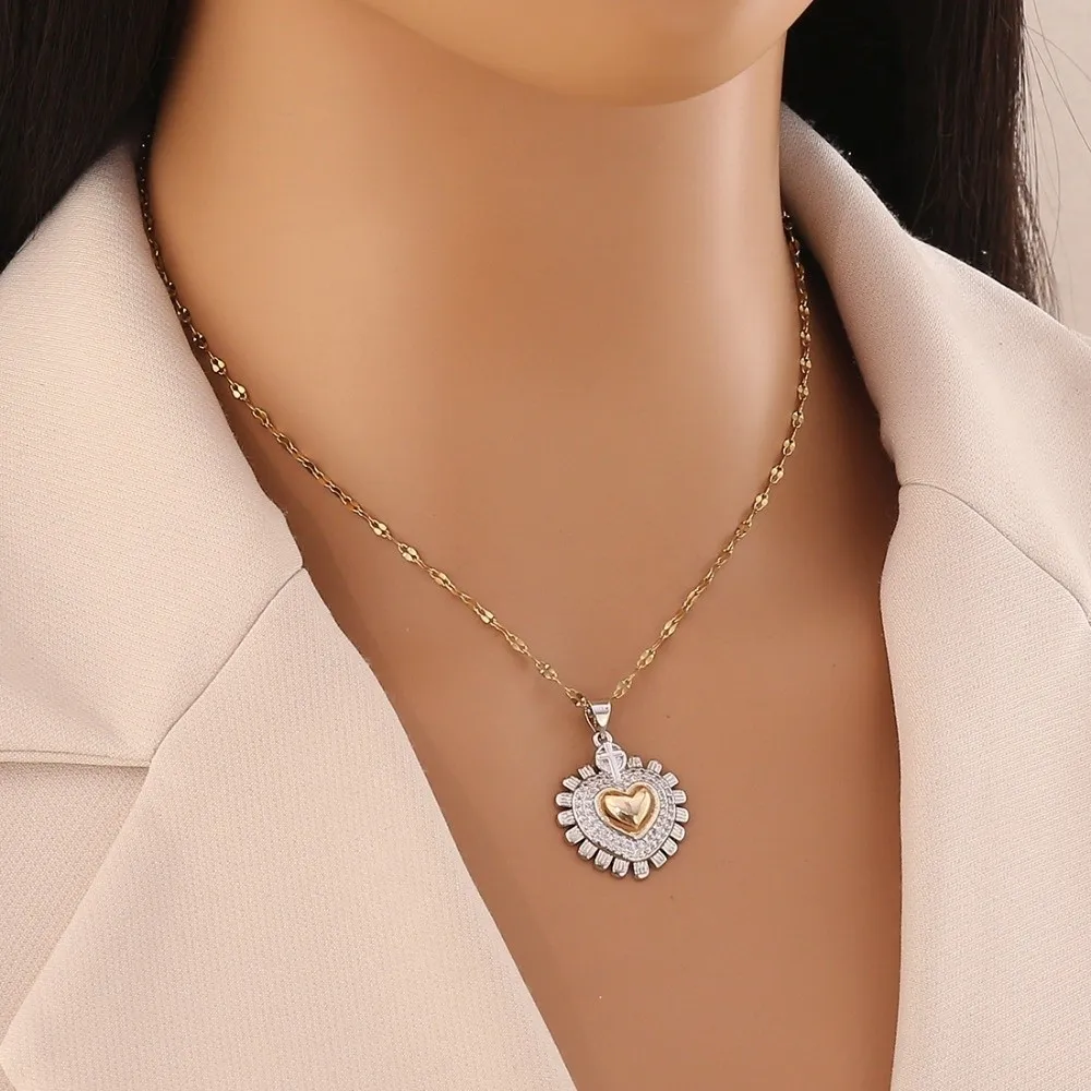 Pierścionek w stylu vintage z motywem czaszki i serca, miedziana biżuteria, łańcuszek na obojczyk symbolizujący ujędrniającą siłę miłości, kreatywny naszyjnik z kryształową gwiazdą.