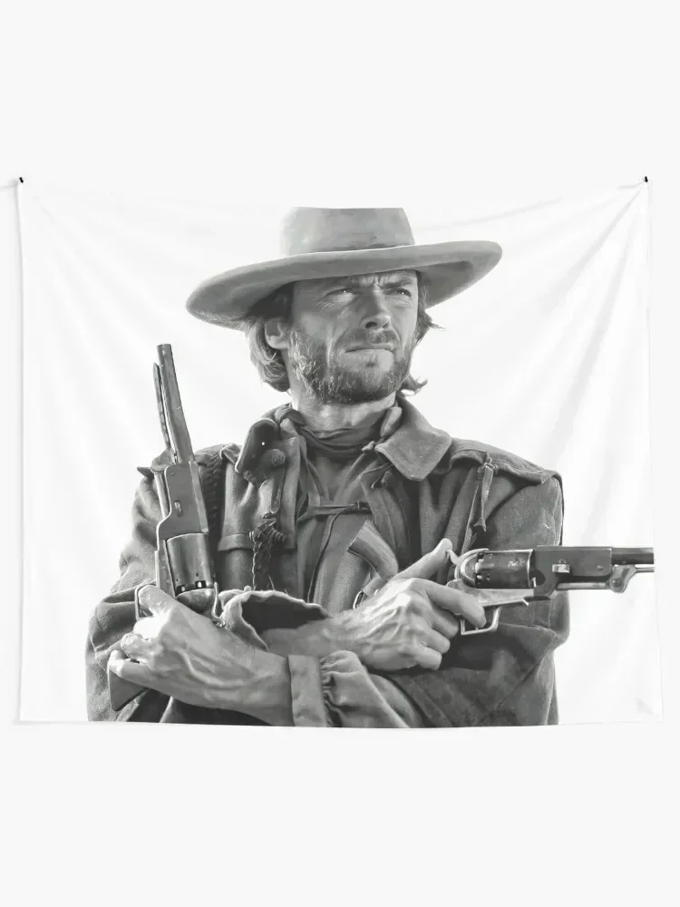 Clint Eastwood, Black and White, Vintage Cowboy Wall art Tapestry Aesthetic Decoration Aesthetic Room Decors Tapestry