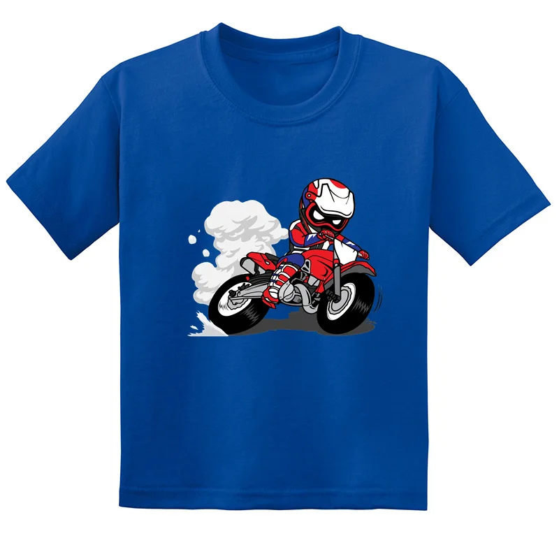 Motorcycle Motocross Rider Cartoon Print Cool Kids T shirt Summer Fashion Children Boys Clothes Baby Girls Short Sleeve T-Shirts