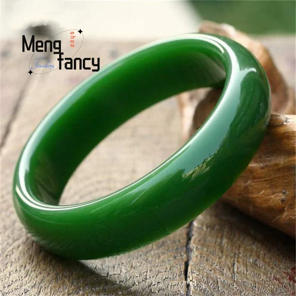 

Natural Hetian Jasper Spinach Green Bangle Elegant Exquisite High-grade Luxury Quality Fashion Jewelry Best Selling Holiday Gift