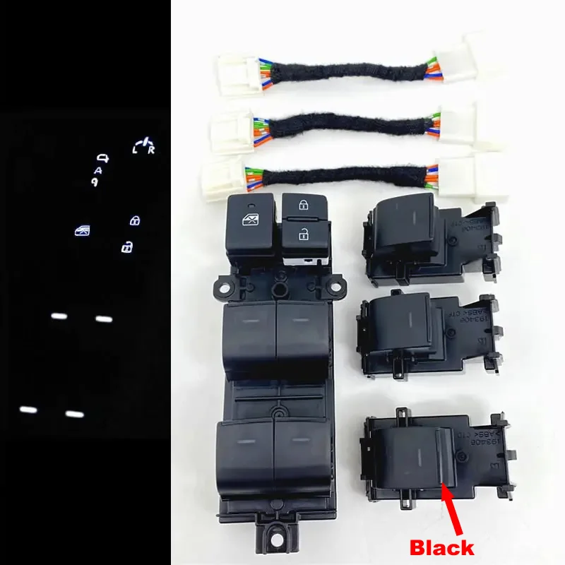 Wit Verlichte Led Power Enkele Raam Schakelaar Voor Toyota Yaris Cross Sienna Rav4 Chr Corolla 2023-2024 Backlight upgrade 1-4 Stuks