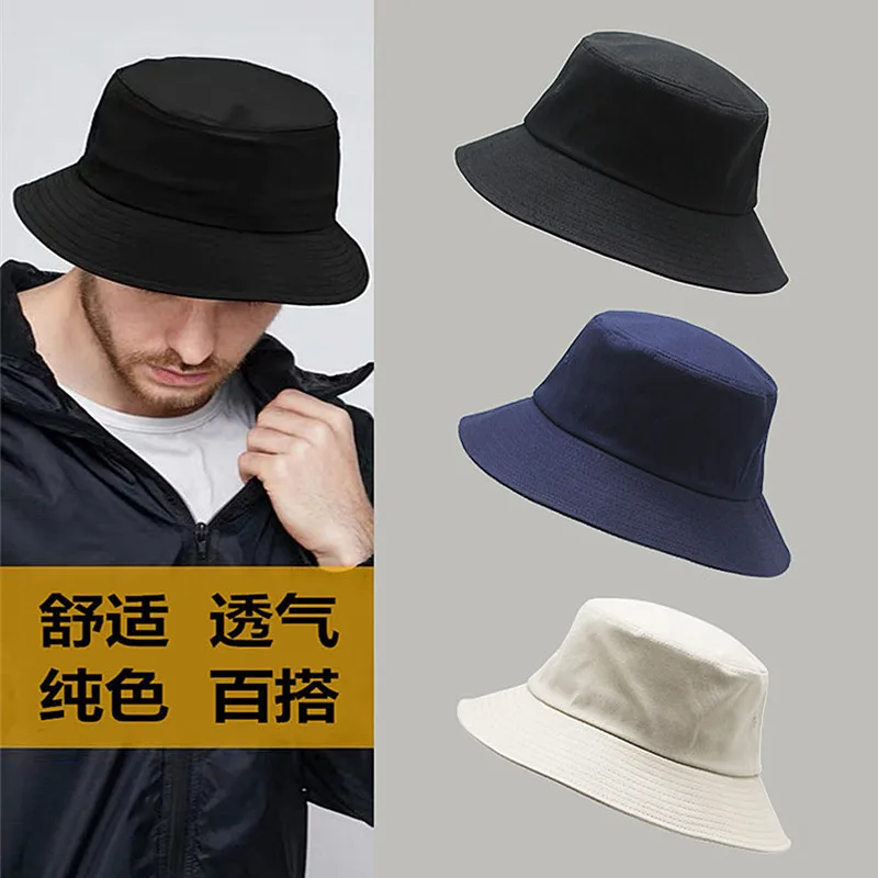 Big Head Man Large Size Sun Hat Women Blank Fisherman Hat Pure Cotton Panama Cap Plus Size Bucket Hats 54-57cm 57-60cm 60-63cm