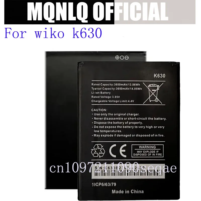 بطارية ويكو k630 Wik o k630 جديد 3650 مللي أمبير