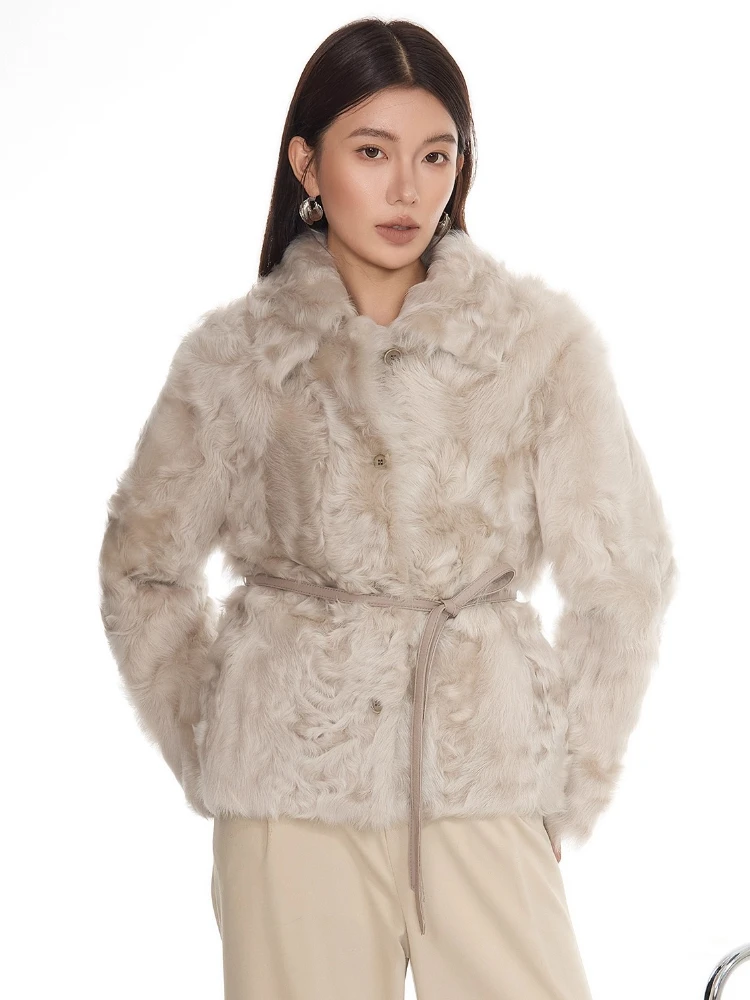High-end Luxury Natural Lamb Fur Jackets for Women Simple Double-sided Wear Short Winter Genuine Leather Real Fur Shearling Coat